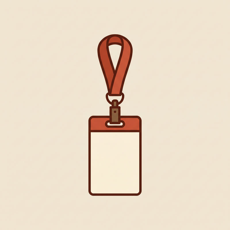 ID badge on a lanyard for employee identification – Deskperado