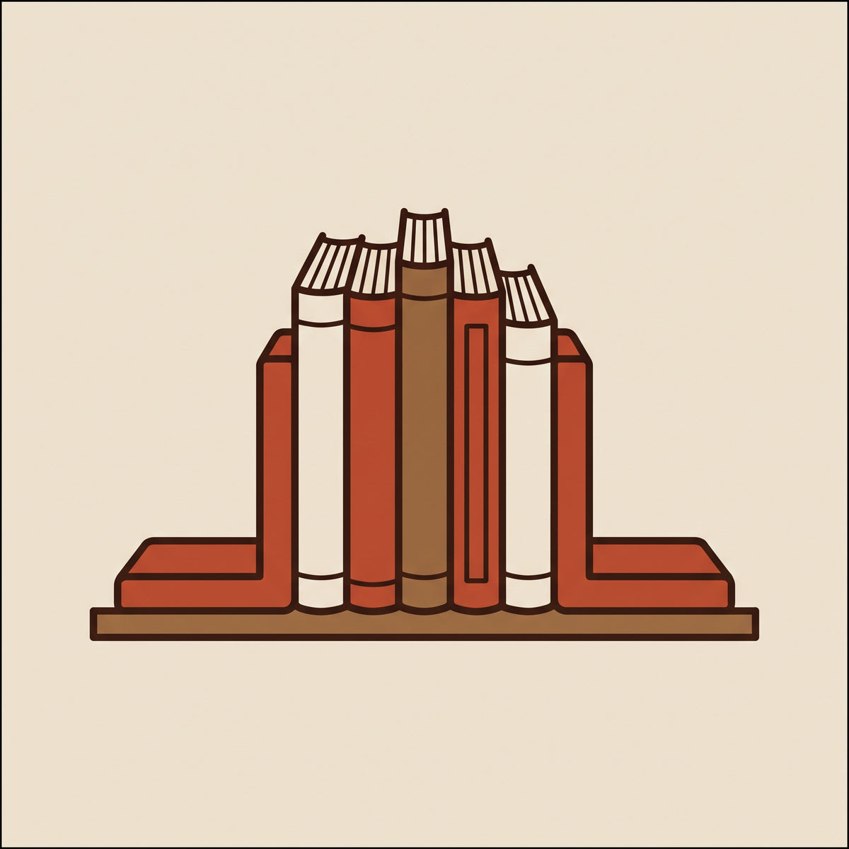 Bookends supporting a row of books on a shelf – Deskperado