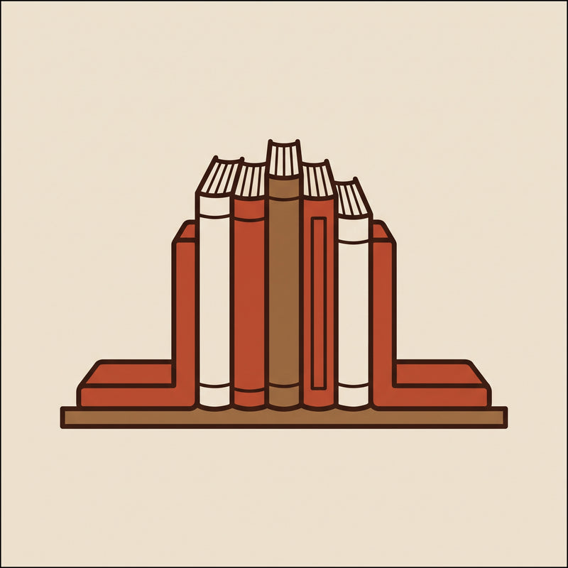 Bookends supporting a row of books on a shelf – Deskperado