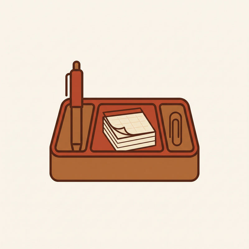 Desk organizer tray holding pens, notes, and supplies – Deskperado