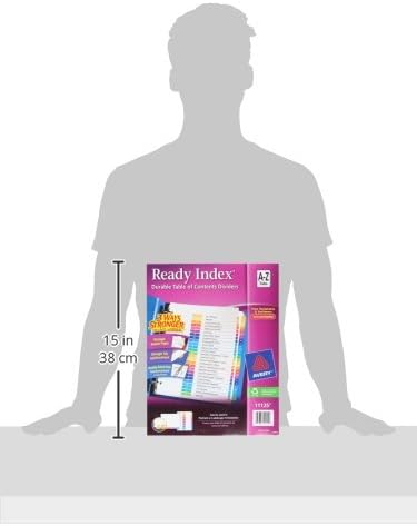 Avery A-Z Dividers for 3 Ring Binders,26 Tabs per Set,Customizable Table of Contents,Multicolor Tabs,Great for Organizing Reports,Projects,and More (11125),(Pack of 12)