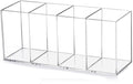 HSYMQ Acrylic Pen Holder 4 Compartments Clear Pencil Holder Organizer Makeup Brush Holder