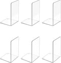 Acrylic Bookends 6 Pcs, Clear Book Ends for Shelves, Transparent Organizer, Holder Stand Decorative, Stoppers for Heavy Duty Books, CD, File, Video Games
