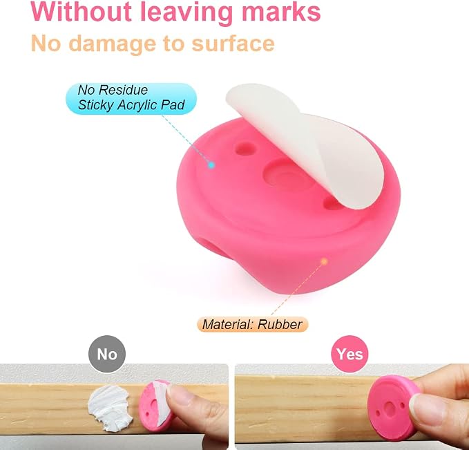 Shintop Cable Clips, Desk Cable Drop, Desk Wire Clips for All Your Computer, Electrical, Charging or Mouse Cord (Colorful,6pcs)