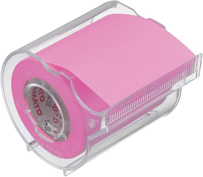 Yamato Memoc Roll Tape, Self-Stick Memo Paper Tape, with Tape Dispenser, 50mm x 10m, Rose, 1 ea. (RK-50CH-RO)