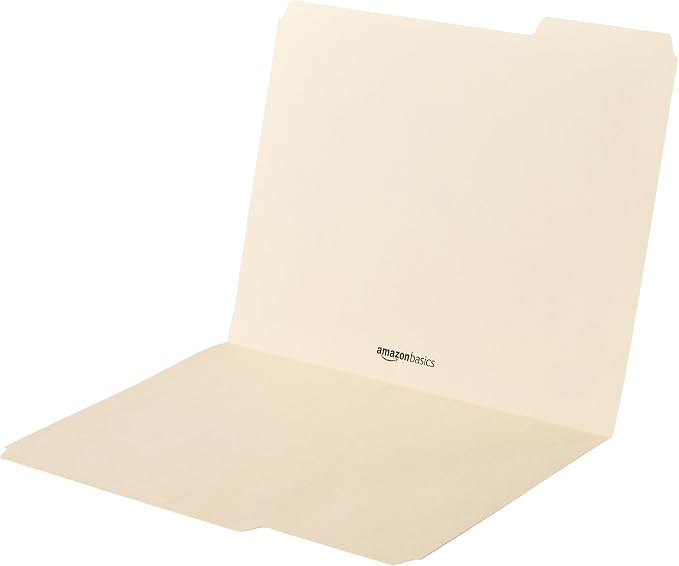 Amazon Basics Sturdy File Folders with Reinforced Tabs for Filing and Organization, 1/3-Cut Tab, Assorted Positions, Letter Size, 8.5x11 inches, Manila, 200-Pack