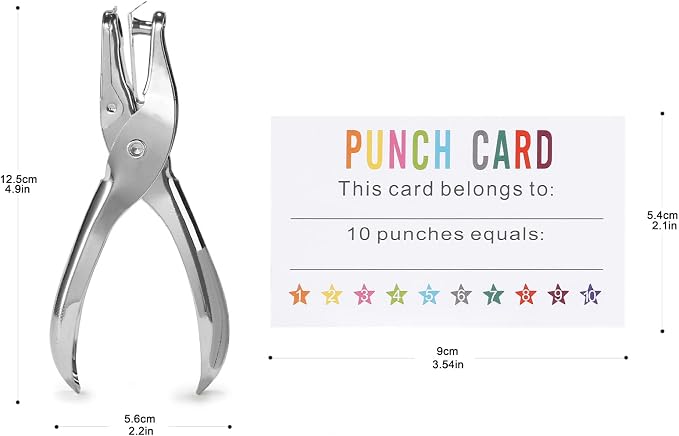 ONEDONE Reward Punch Cards Pack of 200 with Hole Puncher Behavior Incentive Awards for Teachers Kids Students Home Classroom School Business Loyalty Card - 3.5" x 2"