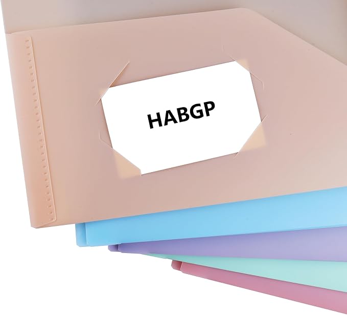 HABGP Two Pocket Folder with Prongs (10 Pack, Pastel Colors), Plastic Folders with Pockets and Business Card Holder, Folders with Pocket Fit Letter Size, Organizing Papers in School, Office & Business