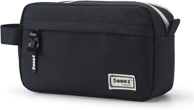 Sooez High Capacity Pencil Case, Big Pencil Bag Organizer Box Pen Case, Portable Journaling Supplies with Easy Grip Handle, Asthetic Supply for Girls Adults, Black