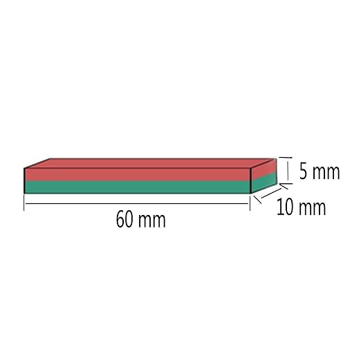 MIKEDE Strong Neodymium Magnets with Adhensive Backing 60x10x5 mm 12 Pcs | Super Strong Magnets Bar, Heavy Duty Metal Powerful Silver Rectangular Magnet for Craft, Whiteboard, Garage, Kitchen, DIY