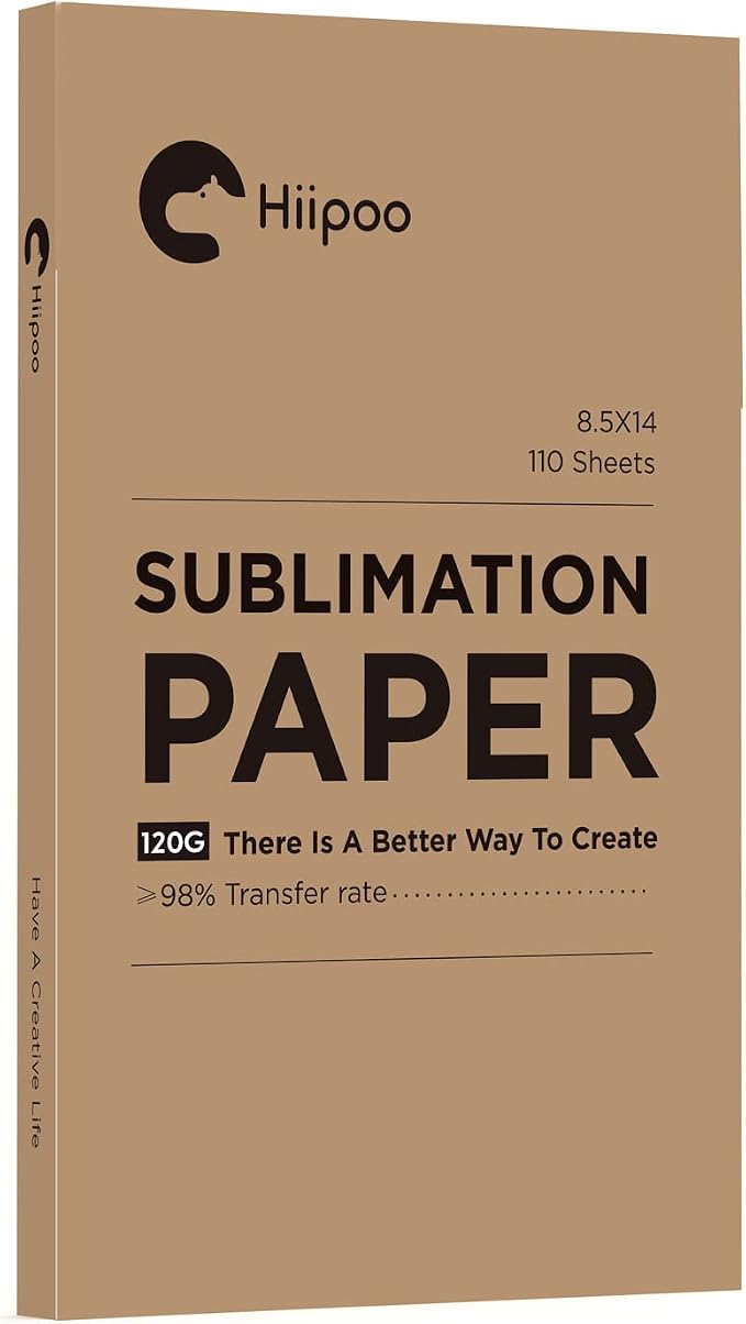 Hiipoo Sublimation Paper 8.5x14 Inch, Work with Sublimation Ink and E Sawgrass Inkjet Printers for Mugs T-Shirts Light Fabric and Other Sublimation Blanks (110 Sheets, 120G)
