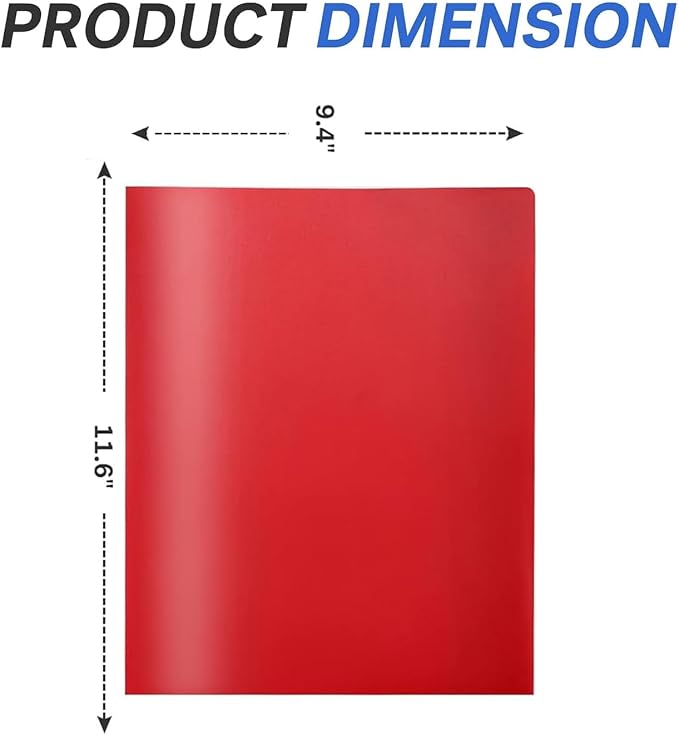 Sooez 3-Pack 2-Pocket Heavy Duty Plastic Folders with Labels and Business Card Slot, Letter Size Colored School Folders