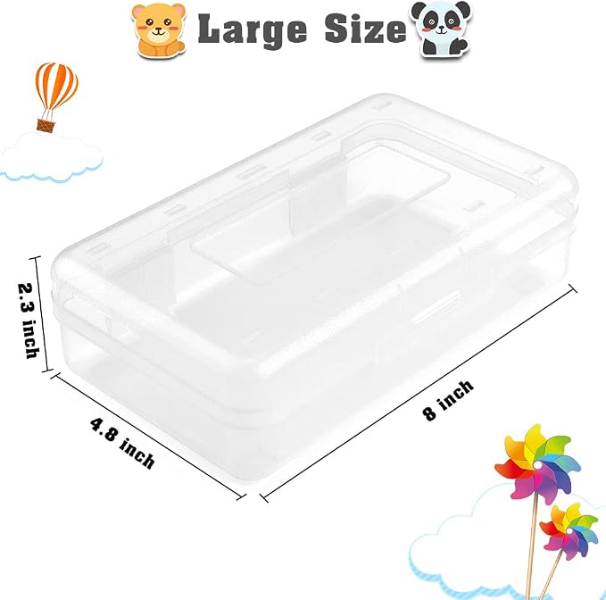 Pencil Case, Pencil Box, Clear Pencil Case, 3 Pack Plastic Pencil Case, Large Capacity Pencil Case, Crayon Box with Snap-tight Lid Stackable Design, Plastic Storage Box for School Office Supplies