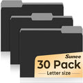 SUNEE File Folders, 30 Pack Manilla Folders 8.5 x 11, Colored File Folders Home Office School Supplies for Documents Files Paper, Black