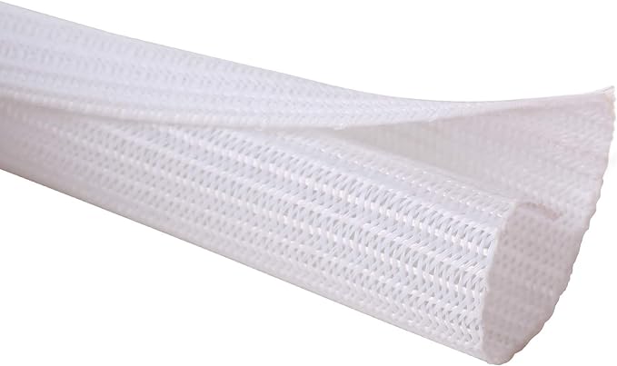 Alex Tech 25ft - 1 inch Cord Protector Wire Loom Tubing Cable Sleeve Split Sleeving for USB Cable Power Cord Audio Video Cable - Protect Cat from Chewing Cords - White