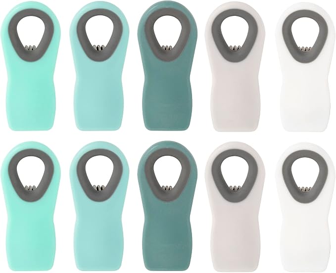 Chip Clips, Bag Clips, Magnetic Bread Food Package with Silicone Textured Mouth (10pcs Green)