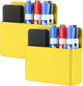 Camelmother 2Pcs Magnetic Dry Erase Marker Holder For Whiteboard Fridge | 2Slots Locker Accessories Teacher Classroom Must Haves Fridge magnets
