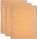 DSTELIN 10 inch x 7.5 inch, 100GSM, Blank Spiral Notebook, 3-Pack, Soft Cover, Sketch book, 100 Pages / 50 Sheets, with writing backboard, (Brown)
