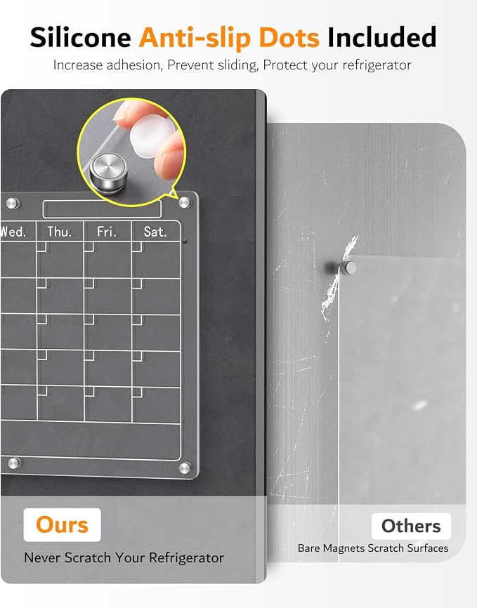 Magnetic Calendar for Refrigerator,1 Pack 11"x15" Clear Fridge Calendar Dry Erase Magnetic Planning Boards Set(Monthly Planner_1)