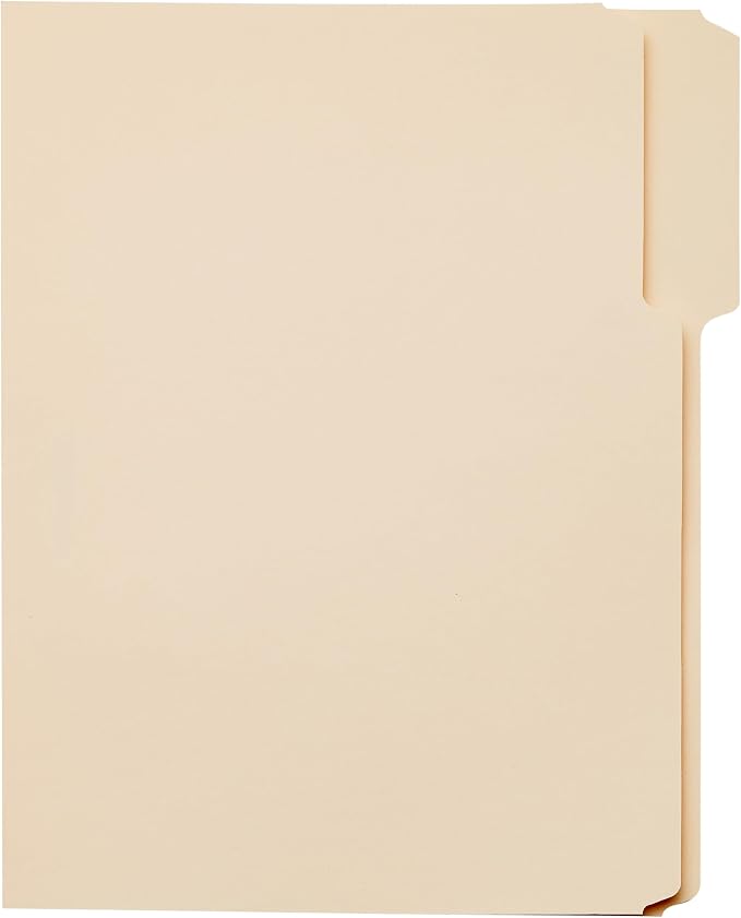 Amazon Basics Sturdy File Folders with Reinforced Tabs for Filing and Organization, 1/3-Cut Tab, Assorted Positions, Letter Size, 8.5x11 inches, Manila, 200-Pack
