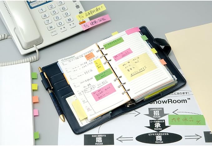 Yamato Memoc Roll Tape, Self-Stick Memo Paper Tape, with Tape Dispenser, 15mm x 10m, 3-Color Set, Lime, Lemon & Orange, 1 ea. (RK-15CH-A)