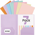 Sooez 7 Pack Folders with Pockets, 2 Pocket Folders with Extra Labels, Plastic Folder with Pockets, Heavy Duty File Folder Bulk, School Business Office Filing Supplies, Sweet Colors
