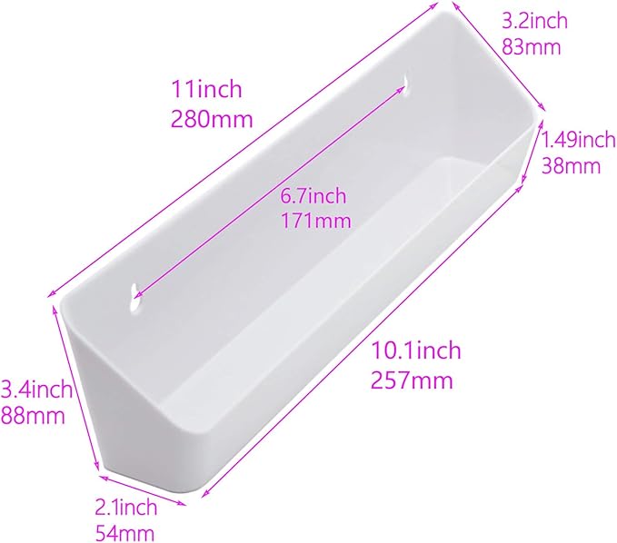 11“ Kitchen Sink Front Trays Tip Out Tray Set 11 Inch Polymer Plastic White – 2Pack