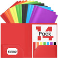 Sooez 14 Pack Folders with Pockets, Pocket Folders with Extra Labels, Plastic Folders with Pockets, 2 Pocket Folders Bulk, Heavy Duty File Folders, School Folder Business Folder Office Filing Supplies