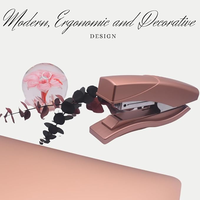 Ergonomic Desk Stapler Rose Gold (30 Sheet Capacity)