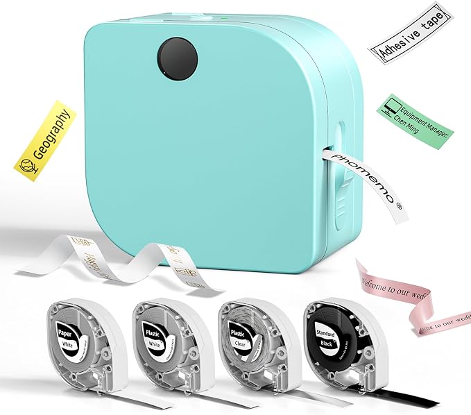 Phomemo Label Maker Machine with 4 Tape, P12 Bluetooth Small Label Makers Ribbon Printer Machine Thermal Transfer Labeler with Multiple Templates for School Name Tags Clothes Gift Wrapping Home, Green