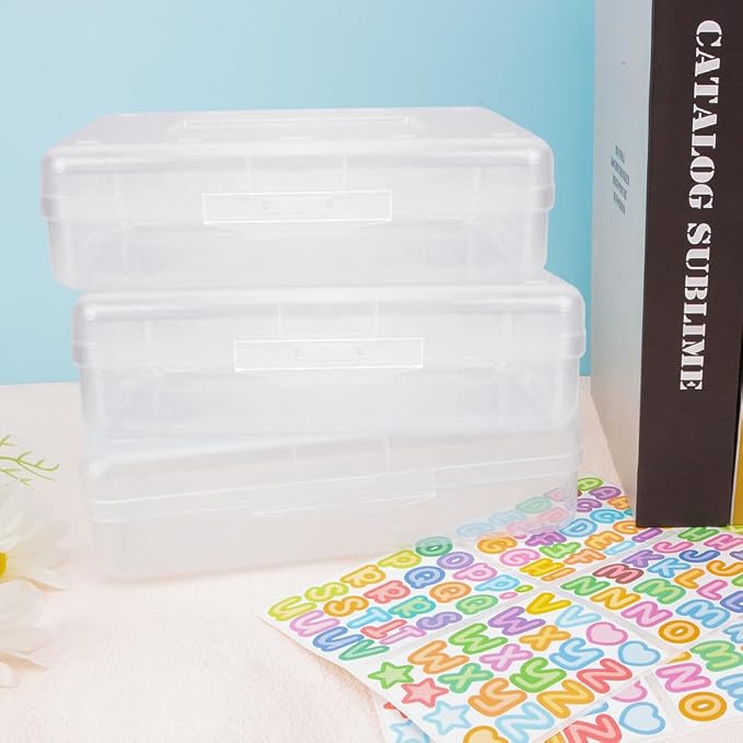 Clear Large Plastic Pencil Case Organizer - Hard Case for Girls, Big 3 Pack