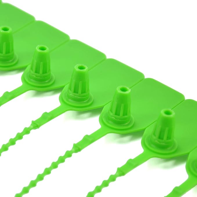 Leadseals(R) 100 Green Plastic Tamper Seals, Zip Ties for Fire Extinguishers Pull Tite Security Tags Numbered Disposable Self-Locking Tie 250mm Length