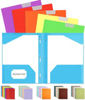 Sooez 6 Pack Plastic Folders with Pockets and Prongs, 3 Prong Folders with Writable Label, Heavy Duty 2-Pocket Folder with Brads, Letter Size Colored Folder Back to School Supplies