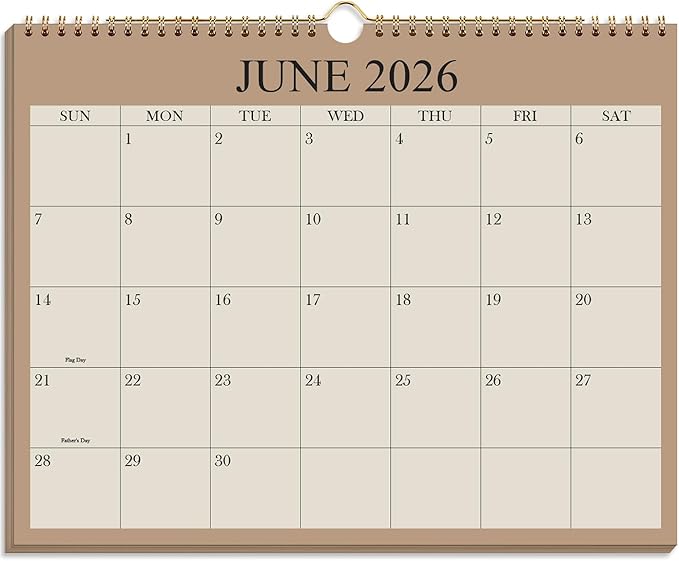 Calendar 2026-2027 - 18 Months Wall Calendar from July 2026 to December 2027, 2026-2027 Wall Hanging Calendar Planner with Thick Paper, 8.5" x 11", Beige