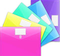 Sooez 5 Pack File Folders, Clear Poly Envelopes Plastic Folders, Folder for Documents Letter A4 Size with Label Pocket, Teacher School Office Supplies Organization Storage, Assorted Color