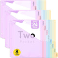 Forvencer 24 Count Dividers with Two Pockets, 8 tab Binder Dividers for 3 Ring Binder Organizer, Binder Divider with Tabs for School Office and Home Organization, Multicolor, 3 Sets