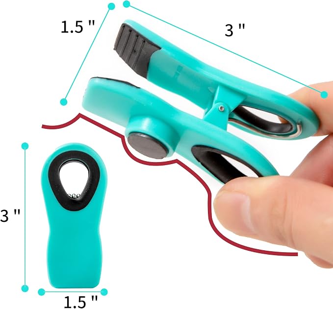Chip Clips, Bag Clips, Magnetic Bread Food Package with Silicone Textured Mouth (10pcs Green)