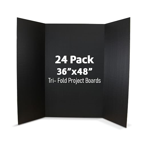Flipside Products 36” x 48” Project Boards for Presentations, Science Fair, School Projects, Event Displays and Trifold Picture Board, Proudly Made in USA - Black - 24 Pack