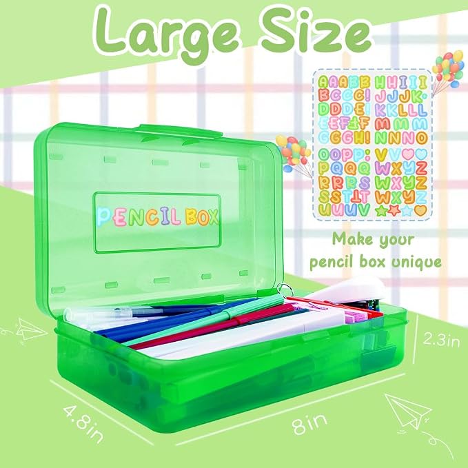 Green Blue Hard Pencil Case Box Plastic Pencil Case Organizer Makeup Organizer for Desk Crayon Boxes Plastic 2 Pack for Pens Pencils Crayon School Stylish Office Supplies Storage Organizer Box Medium