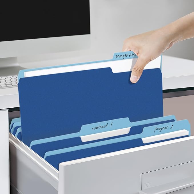 SUNEE File Folders, 30 Pack Manilla Folders 8.5 x 11, Colored File Folders Home Office School Supplies for Documents Files Paper,Navy Blue