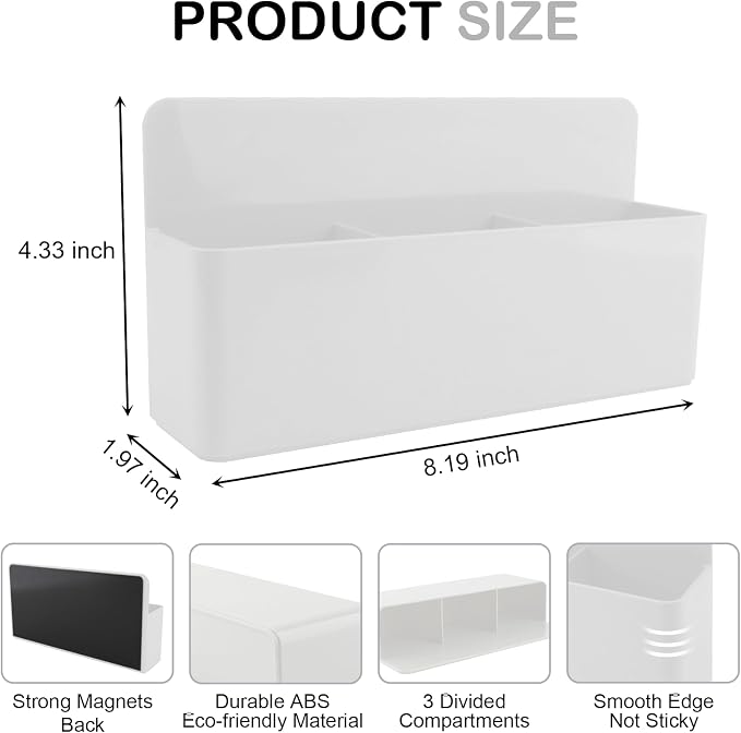 KITANIS Magnetic Pen Holder,3 Compartments Magnetic Dry Erase Marker Holder,Extra Strong Magnet Storage Marker Pen Pencil Organizer for Refrigerator,Whiteboard,Locker Accessories(Long Style)