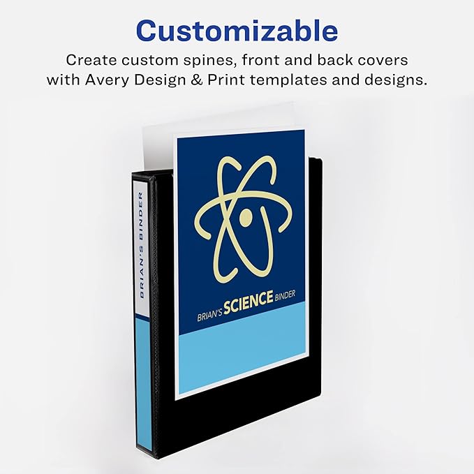 Avery Durable View 3 Ring Binders for Home, School Supplies, Office, or Organization Needs, 2" Slant Ring, 4 Pack White Binders (17032)