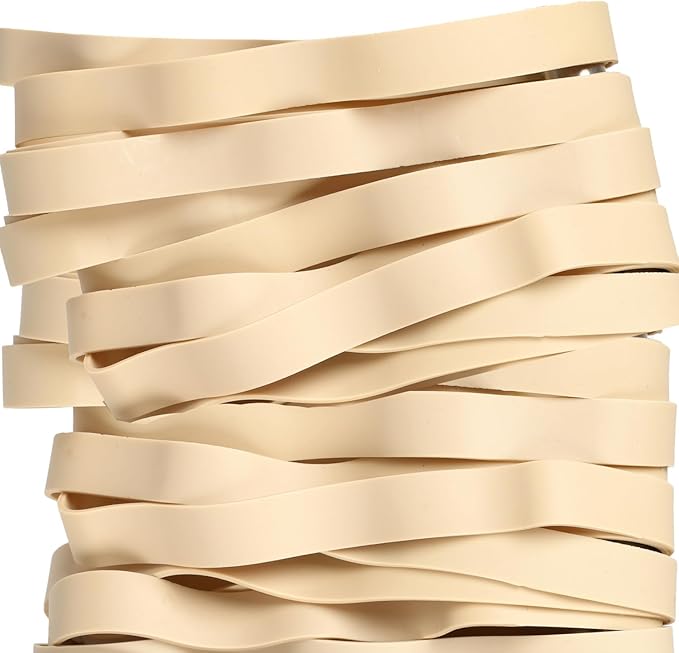 AIWOQI Rubber Bands Size 107 Heavy Duty Big Wide Rubber Band 30PCS #107 | Elastic Bands for Office Supply Trash Can File Folders Litter Box Rubber Bands (Light brown)