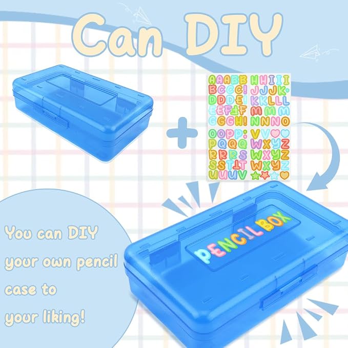Green Blue Hard Pencil Case Box Plastic Pencil Case Organizer Makeup Organizer for Desk Crayon Boxes Plastic 2 Pack for Pens Pencils Crayon School Stylish Office Supplies Storage Organizer Box Medium
