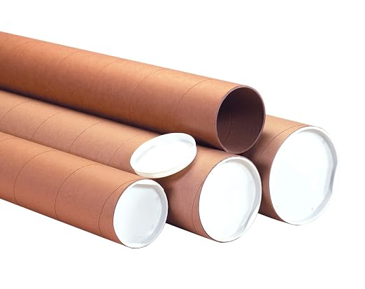 Box USA Mailing Tubes, 3" W x 60" H, 24-Pack - Heavy-Duty Round Corrugated Tubes for Mailing and Storage of Blueprints, Artwork, Crafts, Posters, Long Art Holder