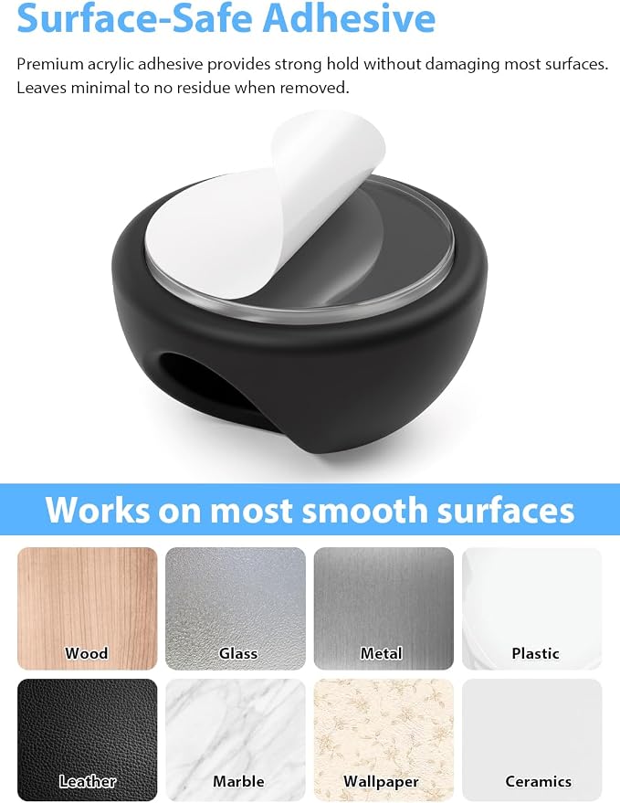 Shintop Cord Organizer, 6 Pack Black Charger Holder Cable Clips Wire Clips for Organizing Desk Nightstand Car Phone Charger