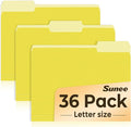 SUNEE File Folders, 36 Pack Manilla Folders 8.5 x 11, Colored File Folders Home Office School Supplies for Documents Files Paper, Yellow Colors