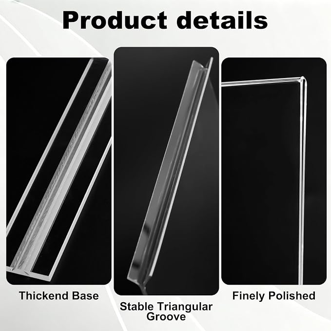 xydstay 8.5 x 11 Acrylic Sign Holder 2 Pack, Vertical T Shape Clear Plastic Menu Holder, Table Display Stand for Restaurant, Office, School, Store and Home Use