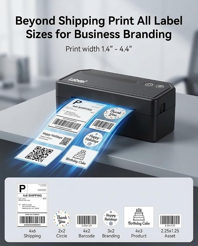 Labeer Bluetooth Thermal Shipping Label Printer, Wireless 4x6 Label Printer for Small Business, Compatible with iPhone, Android, Windows, Mac & Chromebook(Black)