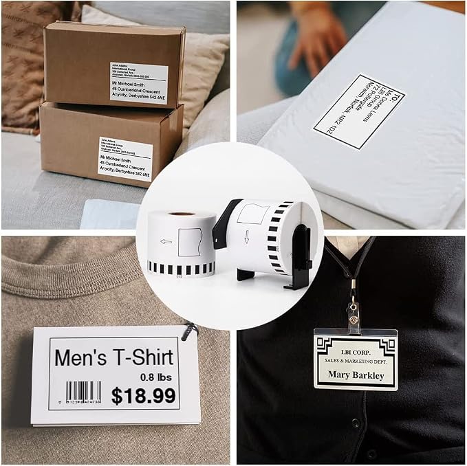 20 Rolls DK-2205 Compatible with Brother DK2205 (2.4 in X 100 Ft) Continuous Length Label Use with QL-800 QL 600 810W 820nwb Printer - 20 White Paper Rolls + 2 Frame